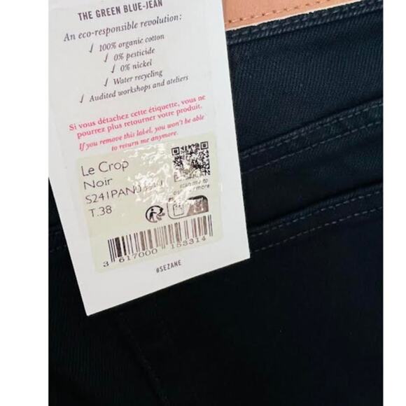 NWT! Sezane Le Crop Denim BLACK/NOIR SIZE-6 - Picture 11 of 11